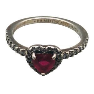 S925 Ale Pandora Ring Elevated Red Heart